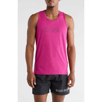 Hugo Boss Boss Beach Logo Tank Top In Purple