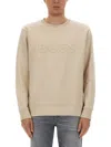 Hugo Boss Boss Beige Cotton Blend Sweatshirts In Brown