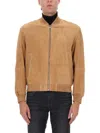 Hugo Boss Boss Muller Suede Bomber Jacket In Brown