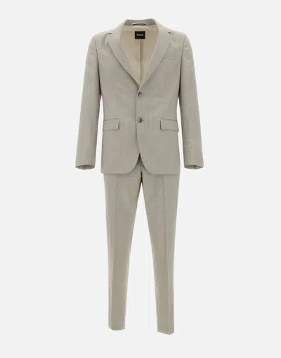 Hugo Boss Boss Beige Wool Pinstripe Two Piece Suit