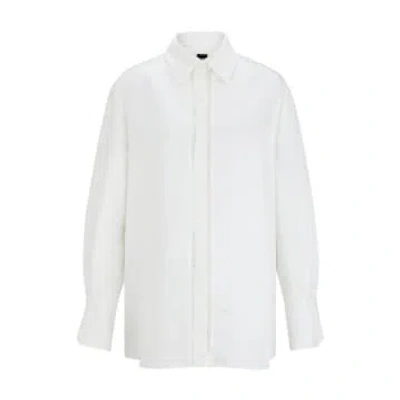 HUGO BOSS BOSS BEINA LADDER STITCH LOOSE SHIRT SIZE: 12, COL: WHITE