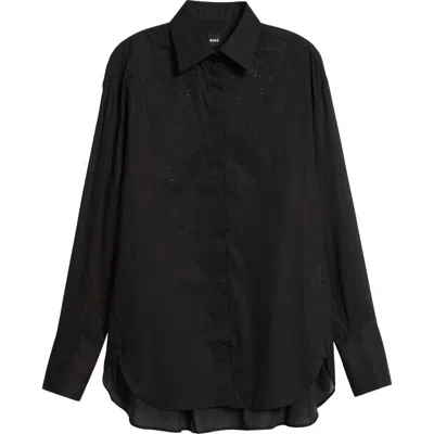 Hugo Boss Boss Bekani Sparkle Eyelet Bib Tuxedo Shirt In Black