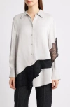 Hugo Boss Boss Belacey Lace Trim High-low Tunic Shirt In Brown