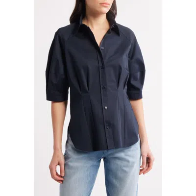 Hugo Boss Boss Belaurena Puff Elbow Sleeve Button-up Shirt In Blue