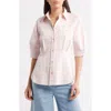 Hugo Boss Boss Belaurena Puff Elbow Sleeve Button-up Shirt In Pink