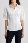Hugo Boss Boss Belaurena Puff Elbow Sleeve Button-up Shirt In White