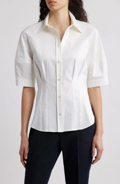 Hugo Boss Boss Belaurena Puff Elbow Sleeve Button-up Shirt In White