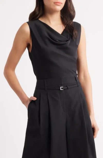 Hugo Boss Boss Belidina Sleeveless Stretch Silk Top In Black