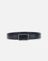 Hugo Boss Boss Austin Blue Leather Belt In Black