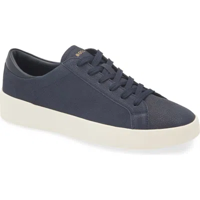 Hugo Boss Boss Belwar Low Top Pebbled Leather Sneaker In Dark Blue