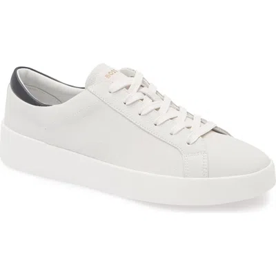 Hugo Boss Boss Belwar Low Top Pebbled Leather Sneaker In White