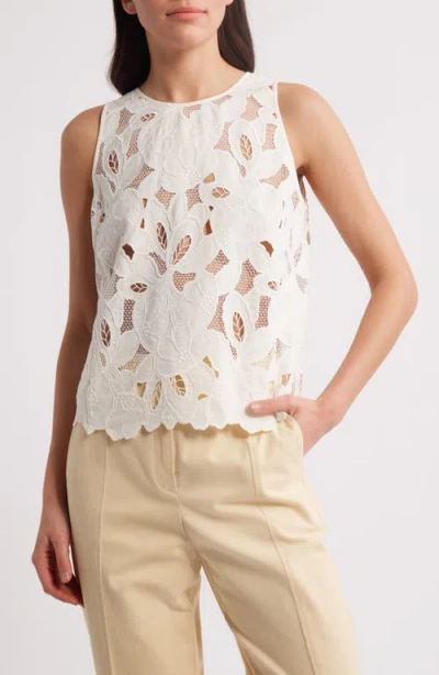 Hugo Boss Boss Berodi Broderie Anglaise Top In White Broderie Anglaise