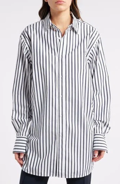 Hugo Boss Boss Berry Saturday Stripe Cotton Button-up Shirt In White