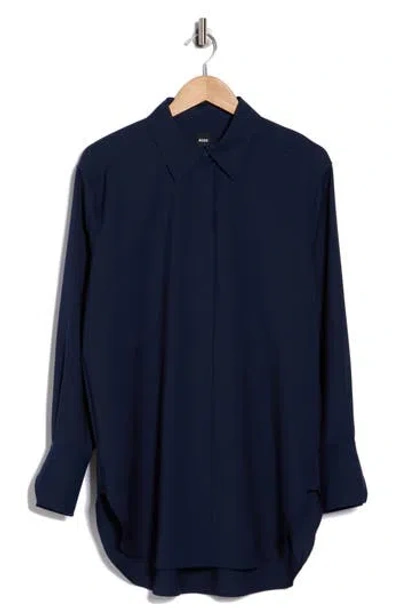 Hugo Boss Boss Bertoa Virgin Wool Button-up Shirt In Blue
