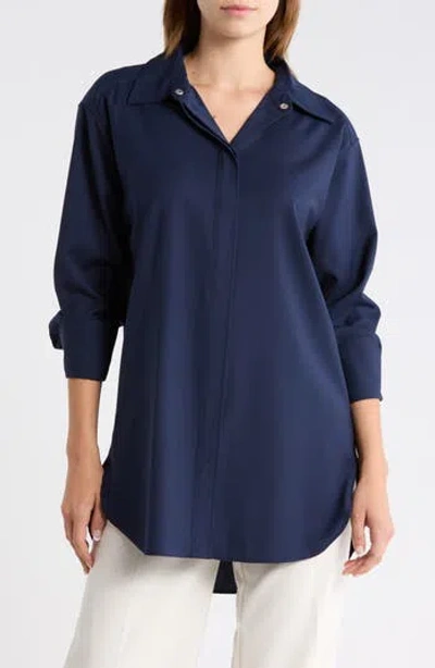 Hugo Boss Boss Bertoa Virgin Wool Button-up Shirt In Blue