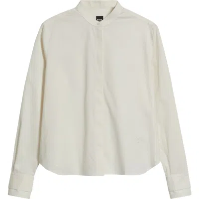 Hugo Boss Boss Bertyna Monday Cotton Band Collar Button-up Shirt In White