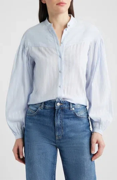 Hugo Boss Boss Bilmant Embroidered Stripe Cotton Muslin Button-up Shirt In Blue
