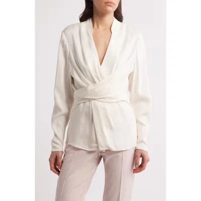 Hugo Boss Boss Bimkai Front Wrap Top In Soft Cream
