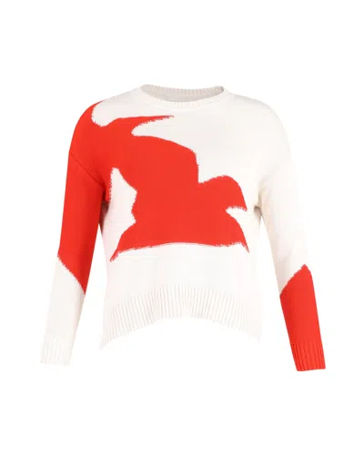 Hugo Boss Boss Bird Print Sweater In Multicolor Cotton In White