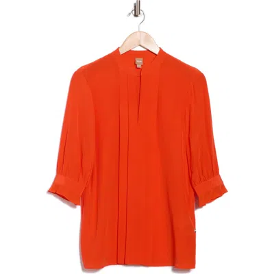 Hugo Boss Boss Birula Pleat Silk Top In Red