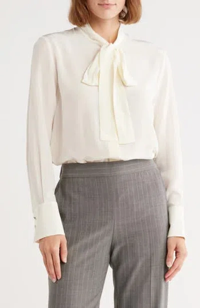 Hugo Boss Boss Bitoa Tie Neck Silk Top In White