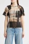 Hugo Boss Regular-fit Blouse With Modern Print In Brown