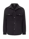 Hugo Boss Boss Black Boss Cotton Overshirt With Pockets In Blue
