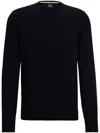 Hugo Boss Boss Virgin Wool Crew-neck Sweater In Black