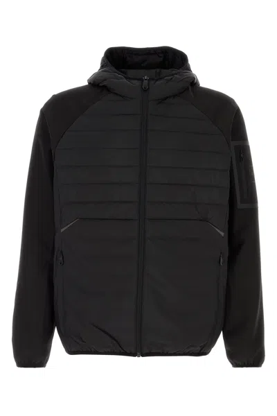 Hugo Boss Stretch Polyester Jacket With Hood And Quilted Design In Black