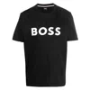 Hugo Boss Cotton-jersey T-shirt With Curved-logo Print In Black
