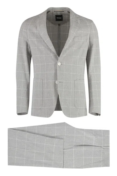 Hugo Boss Boss Blend Cotton Two-pieces Suit In Grey