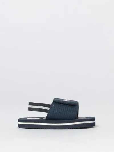 Hugo Boss Babies' Boss Technical Fabric Sandals With Printed Logo In Blue