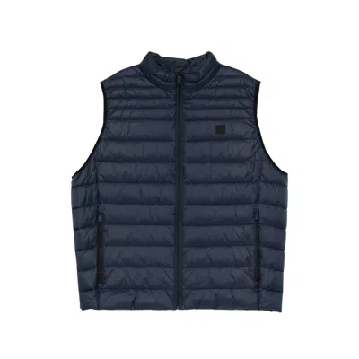 Hugo Boss Zipped Padded Gilet In Blue
