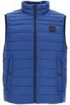 Hugo Boss Boss Blue Striped Padded Gilet With High Collar In Blue
