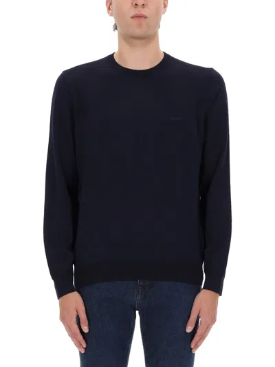 Hugo Boss Boss Blue Virgin Wool Sweater In Black