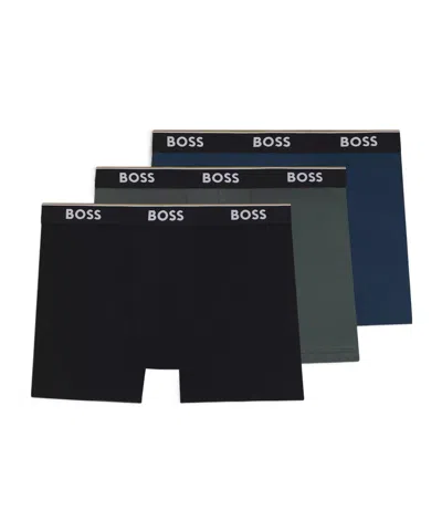 Hugo Boss Boss Bodywear 3 Pack Boxer Briefs With Logo Detail In Multi