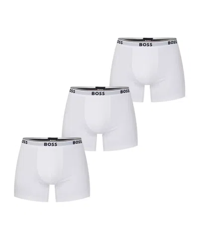 Hugo Boss Boss Bodywear 3 Pack Boxer Briefs With Logo Detail In White