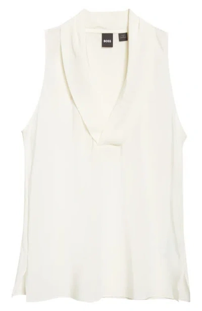 Hugo Boss Boss Bolaru Sleeveless Silk Shawl Collar Top In White
