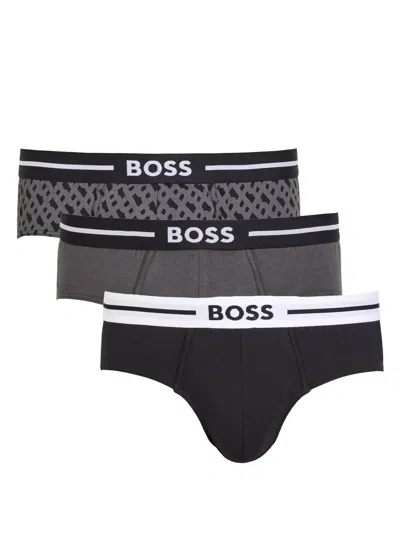 Hugo Boss Boss Bold Stretch-cotton Hip Briefs In Black