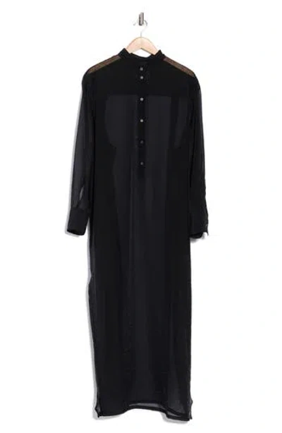 Hugo Boss Boss Boltini Long Sleeve Maxi Shirtdress In Black