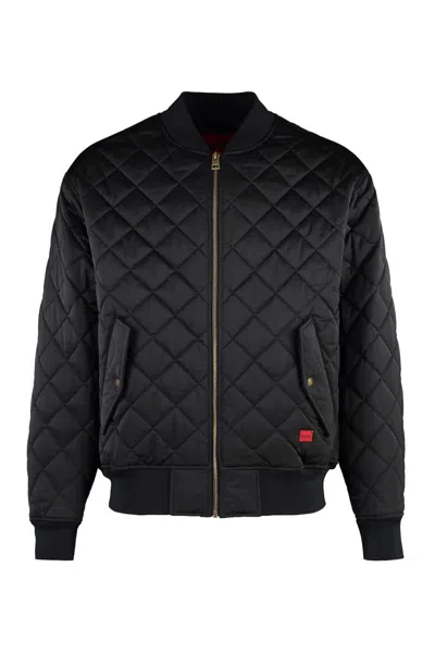 Hugo Boss Boss Bomber Jacket In Technical Fabric In Black
