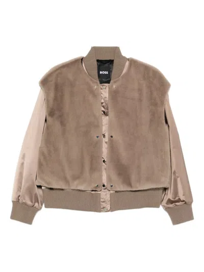 Hugo Boss Boss Bomber Jacket With Removable Panel In Brown