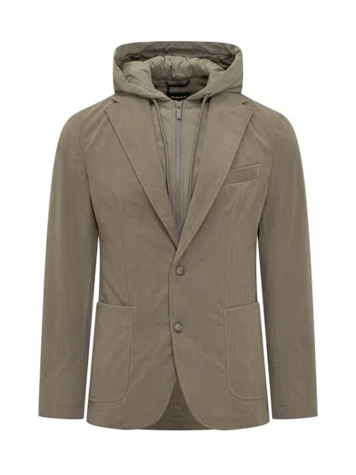 Hugo Boss Boss Boss Beige Jacket With Removable Hood In Green