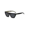 Hugo Boss Boss 1609/s 807-ir Women's Rectangular Sunglasses - Black Frame, Grey Lenses In Black