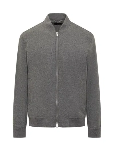 Hugo Boss Boss Boss Grey Jacket With Zip Closure In Gray