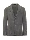 Hugo Boss Boss Boss Grey Striped Wool Jacket In Gray
