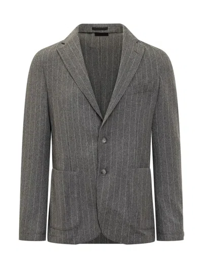 Hugo Boss Boss Boss Grey Striped Wool Jacket In Gray