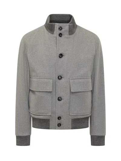 HUGO BOSS BOSS BOSS GREY WOOL JACKET WITH FRONT POCKETS