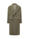 Hugo Boss Boss Boss Herringbone Wool Double-breasted Coat In Brown