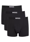 Hugo Boss Three-pack Of Stretch-cotton Trunks With Logo Waistbands In Black